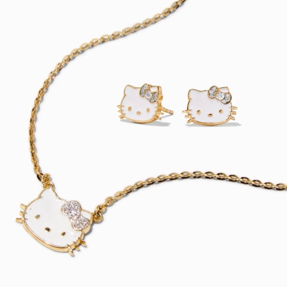Hello Kitty 50th Anniversary Sterling Silver & Lab Grown Diamond Jewelry Set - Picture 1 of 12
